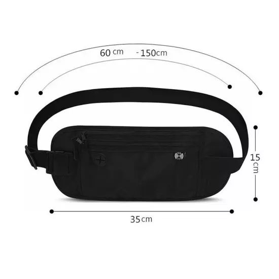 Travel Money Belt RFID Blocking Waterproof Waist Bag Fanny Pack Hidden Wallet