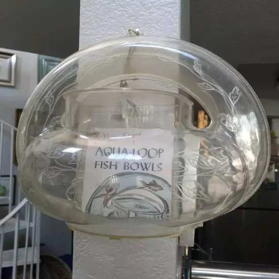 Vintage Antique Aquarium Wall Mount Nosco Aqua-Loop Fish Bowl 1940s 50s & Tags