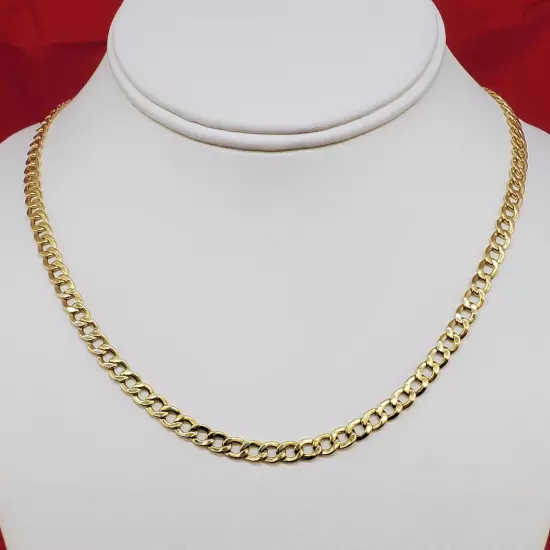 10K Solid Yellow Gold 2mm-7.5mm Curb Cuban Chain Link Necklace Bracelet 7"-30"