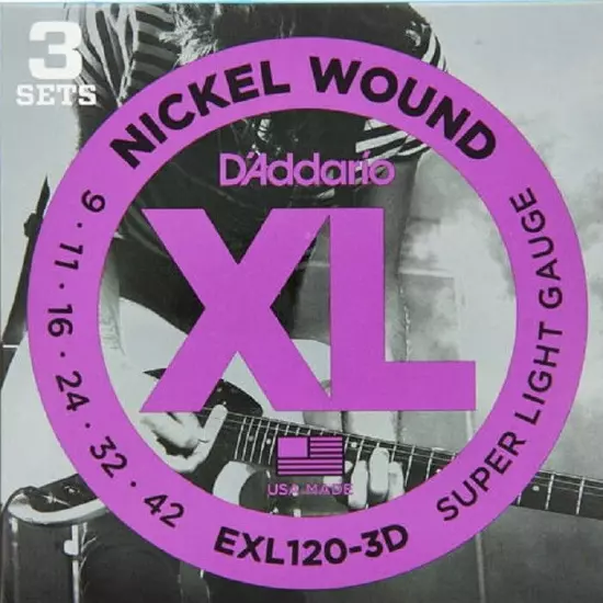 3 Sets EXL120 D'Addario Electric Guitar Strings 9-42 EXL120-3D Super Light