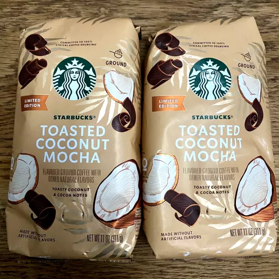 2 Pack Starbucks Toasted Coconut Mocha Seasonal Limited Edition 11oz Each