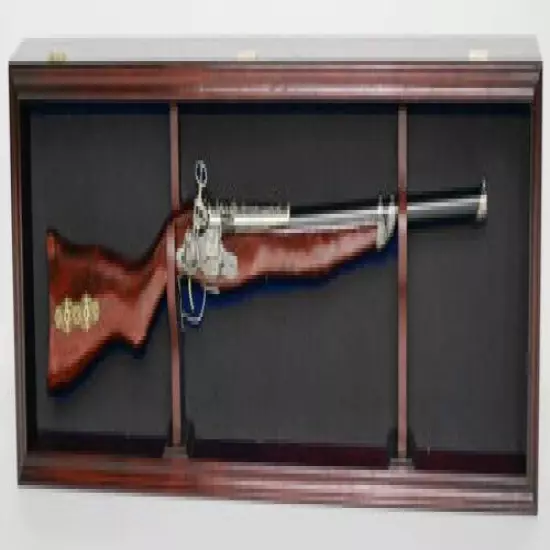 Gun Display Case Cabinet Glass Wall Mount Rifle Shotgun Rack Lockable War Trophy