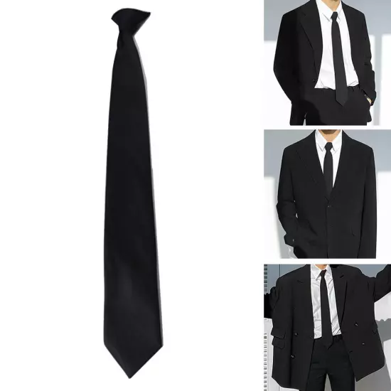 Black Clip On Tie Security Tie Doorman Steward Matte Tie Funeral Black