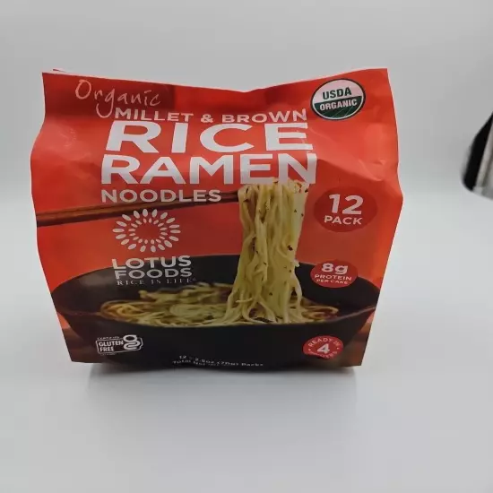 Lotus Food Ramen Noodles Millet & Brown Rice Organic Gluten Free Vegan - 12 Pack