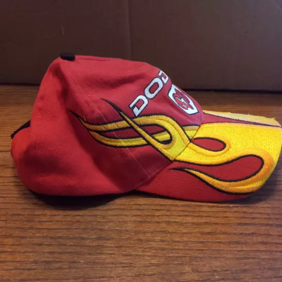 Vintage Dodge Flames Ram Logo Snapback Trucker Red Yellow Adjustable