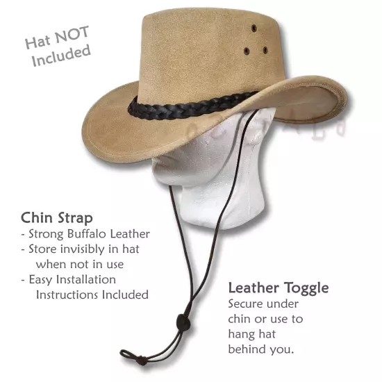 oZtrALa CHIN-STRAP Buffalo LEATHER Stampede String Cowboy Hat Men HAC2 Chinstrap