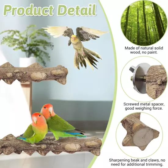 Bird Perch Nature Wood Prickly Parrot Stand Toy Branch Platform Paw Gri