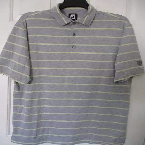 FootJoy Mens S/S "Brentwood" C.C. (CA) Gray Yellow Stretch Golf Polo Shirt-Large