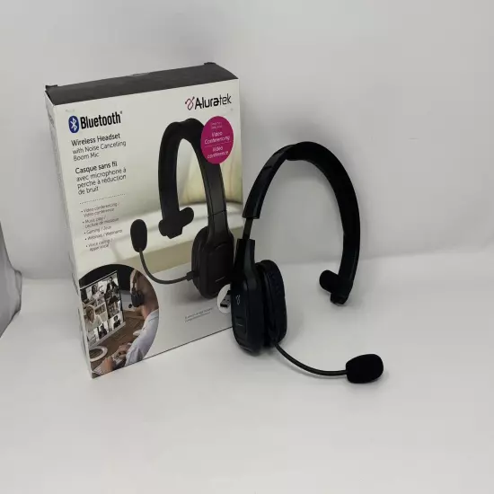 Aluratek Wireless Bluetooth Headset w/ Boom Mic Model: ABHM100F