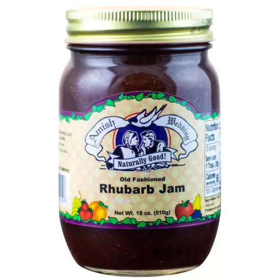 Amish Wedding Rhubarb Jam 18oz Glass Jar BB June 2026