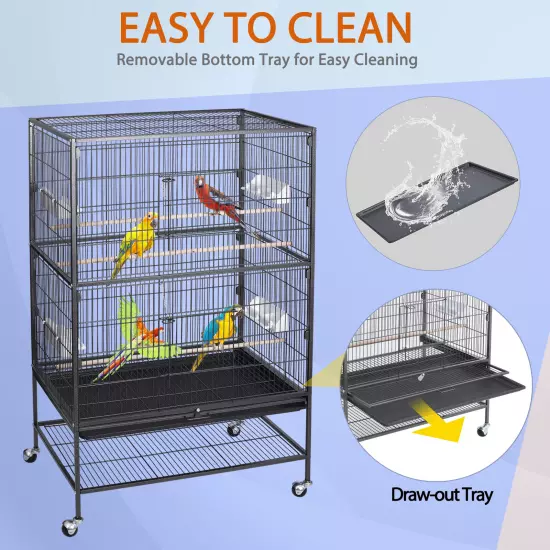 Multiple Sizes Rolling Bird Cage for Small Parrot Cockatiel Parakeet Cage Play