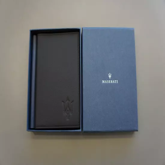 NIB Genuine Maserati Premium Leather Passport ID Ticket Card Holder Travel Case