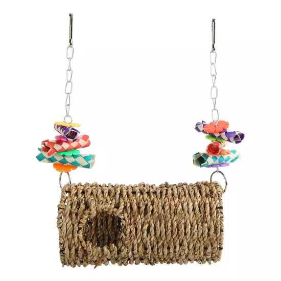 Parrot Grass Tunnel Chewing Relaxing Swing Bird Woven House Toy With Hole For