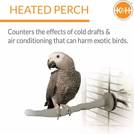 Thermo-Perch Heated Bird Perch Gray Small 1 X 10.5 Inches