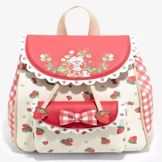 Strawberry Shortcake Gingham Mini Backpack Bag & Wallet Cardholder Set New