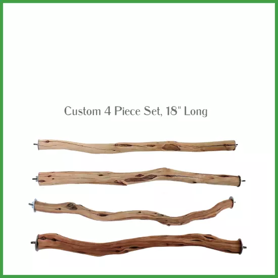 Sanded Manzanita Parrot Perch Set, 18" Long", Diam 1"-1.5"