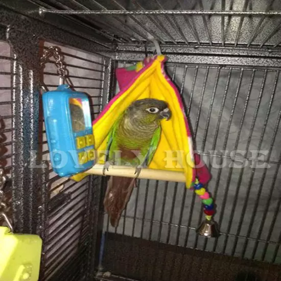 Bird Parrot Hammock Perch Tent Hanging Toy Bed Hut Hideaway Cave Cage Bunk