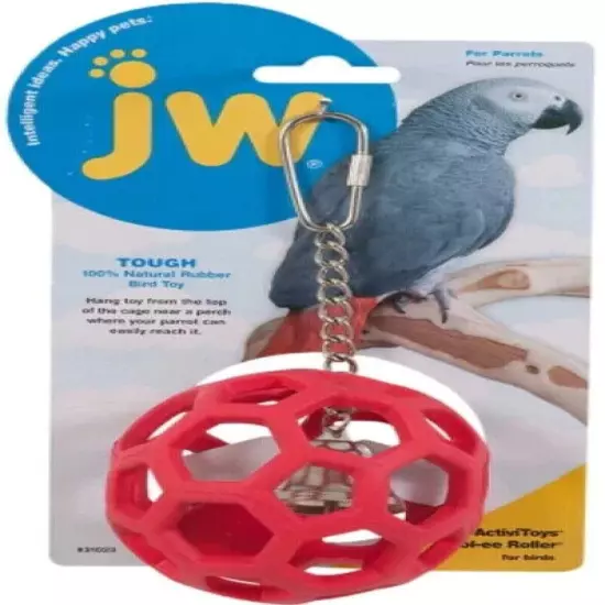 JW Pet Insight Pet Hol-ee Roller Natural Rubber Ball Parrots Forage Bird Toy Med