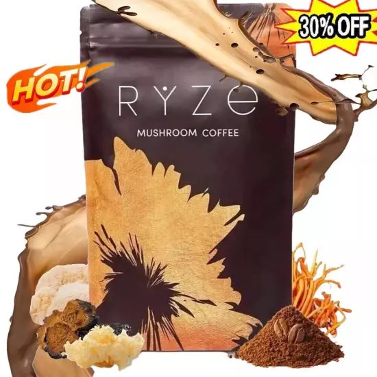 2024 RYZE Mushroom Coffee Organic Coffee 30 Servings in one Pack 180g-No odor