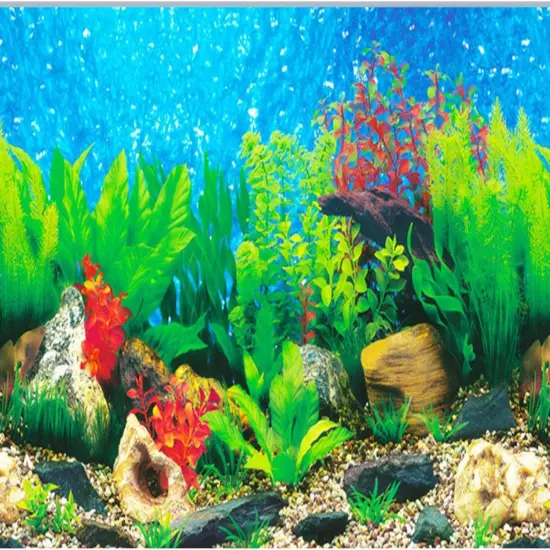 ELEBOX New 20" x 48" Fish Tank Background 2 Sided River Bed H:19.5"x L:48", A 