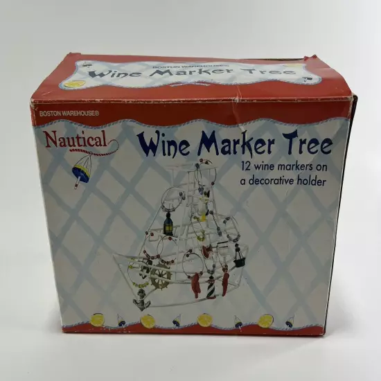 Boston Warehouse Nautical Wine Marker Tree W/ 12 Markers