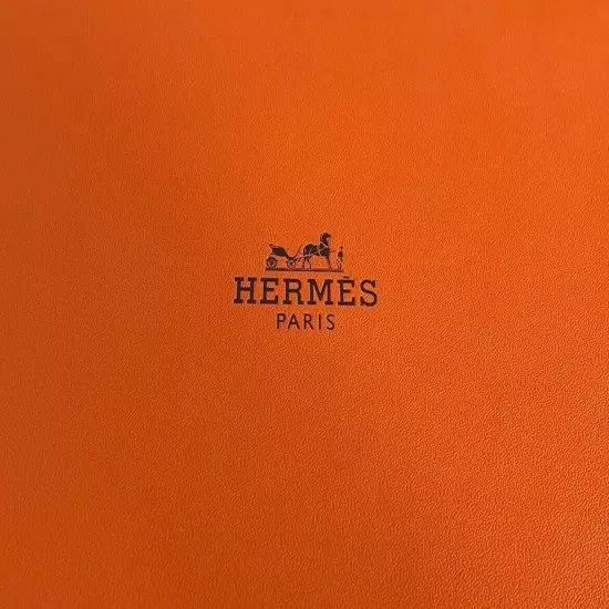 LARGE EMPTY HERMES PARIS LOGO GIFT BOX ORANGE ROUND HAT PLATTER PLATE STORAGE