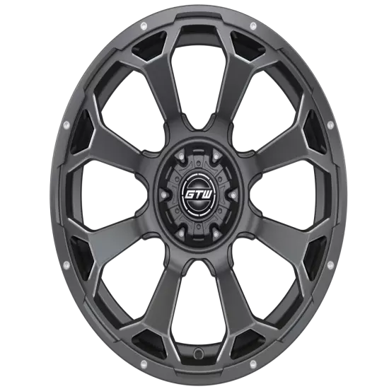 GTW 15x7 Matte Gray Aluminum Golf Cart Wheel | 3:4 Offset | 4x4 (101.6mm)