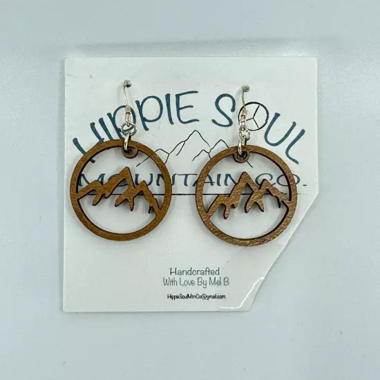 Hippie Soul Earrings Mountains Wooden Handmade Outdoor Nature