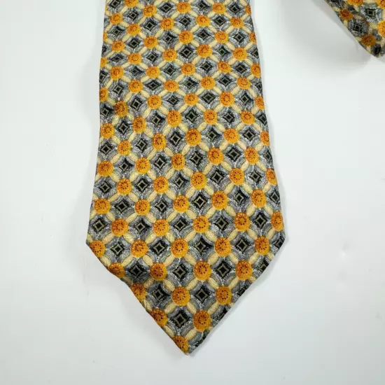 Ermenegildo Zegna Neck Tie Men Blue Yellow Floral Silk Made in Italy