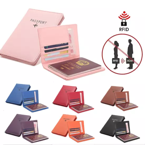 RFID Blocking Slim Leather Travel Passport Wallet ID Card Case Cover Holder US