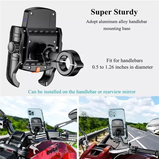 Motorcycle Phone Holder Wireless Charger Moto Motorbike Mirror Mobile Stand Supp