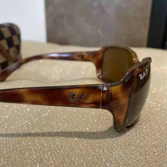 Ray-Ban P Polarised RB 4068 642/57 Brown Sunglasses With Unbranded Case