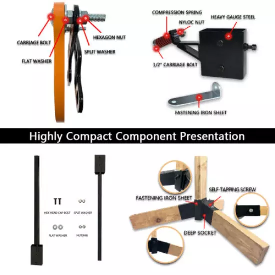 AR500 Steel Target Stand System 6" Gong + 2x4 Stand Mount Kit, Height Adjustable