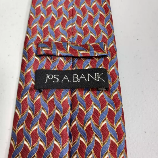 Tie Silk Red Blue Gold Mens Jos A Banks Geometric Tie Corporate Collection 