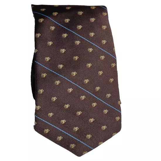 Traditional Print Brown Background Light Blue Diagonal Necktie Business Style