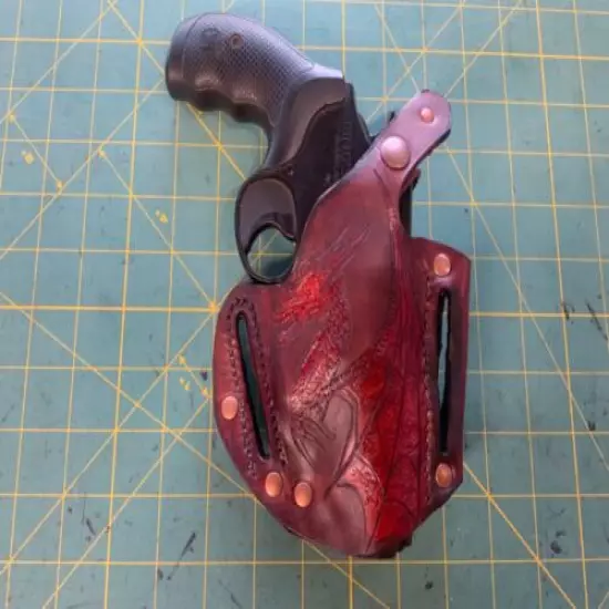 Handmade Leather Holster Governor Dragon carving