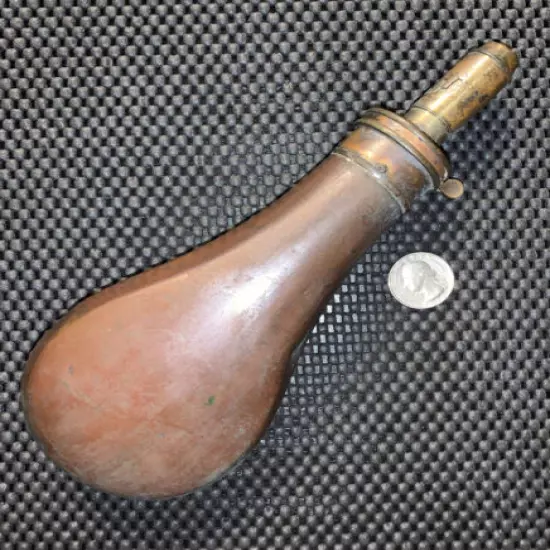 Black Powder Flask - Antique James Barlow & Co - Military, Copper & Brass Metals