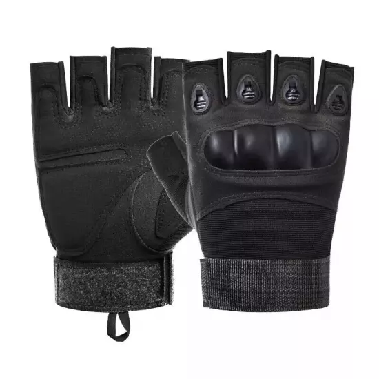 Military Tactical Leather Half Finger Gloves Combat Army Fingerless Gloves Work