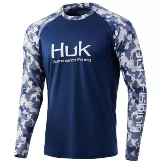 Huk Current Double Header LS- Bluefin