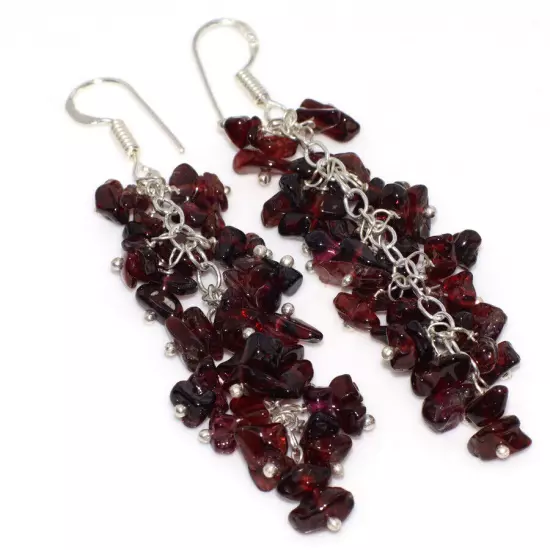 Natural Gemstone Beaded Grapes Cluster Drop & Dangle Earrings Size 2-3"