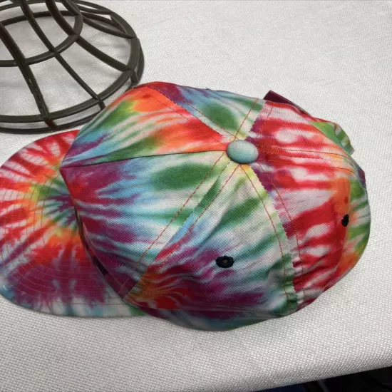 OBEY Tie Dye Cap Hat Five Panel Large Letters Logo Street Strap Back Flat Brim