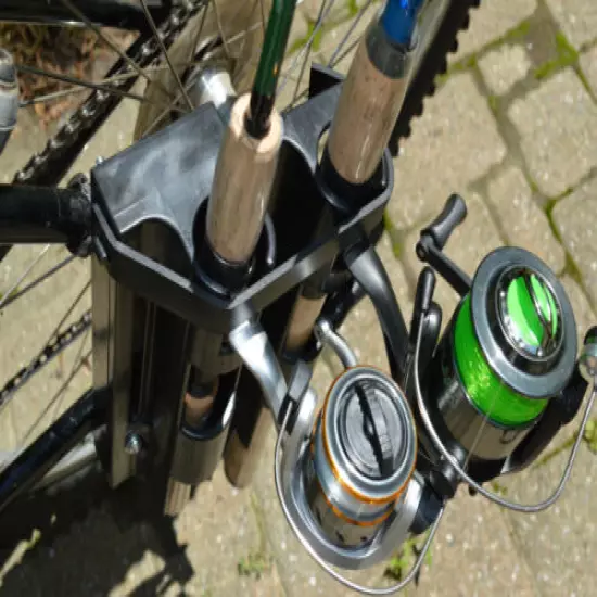 BIKE FISHERMAN - The Fishing Rod Holder for Bikes - Holds 2 Spinning Rods 