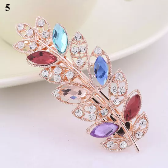 Women's Crystal Rhinestone Flower Hair Barrette Clips Grips Hairpin Jewelry