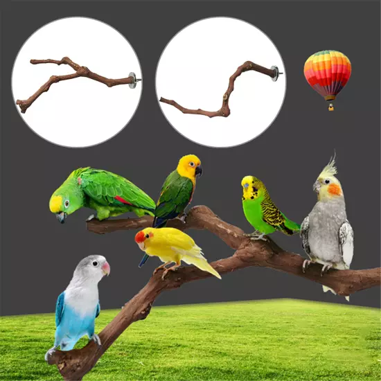 1x Bird Perch Stand Natural Grape Wood Bird Cage Perch For Budgie, Finch, Parrot