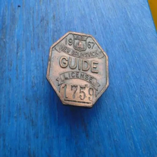 Vintage 1967 New Brunswick Hunting Guide License Pin 