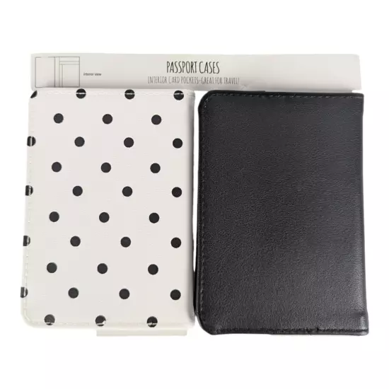 Jade & Deer "Hubby/Wifey" Passport Holders Set of 2 - Black & White w/Polka Dots