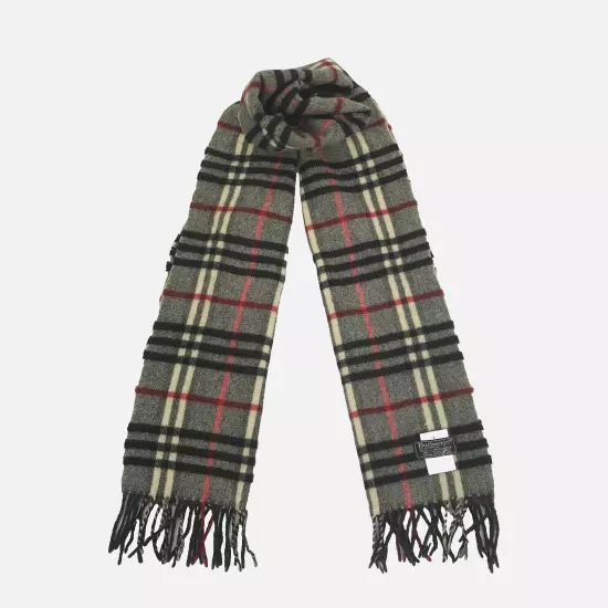 Burberry Wool Scarf Vintage Classic Check Warmer Fringe Winter Neckwear Scarves