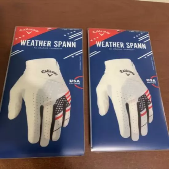 NEW 2 pack Callaway Weather Spann USA Golf Glove Mens Large L Left Hand