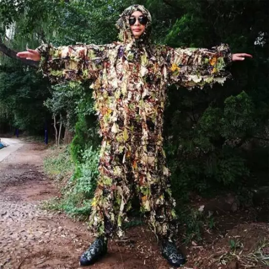 3D Leaves Camouflage Hunting Clothing Ghillie Suit Spring Autumn Bird Watching