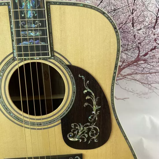 D-45 Acoustic Guitar Solid Spruce Ebony Abalone Flower Inlays free shipping